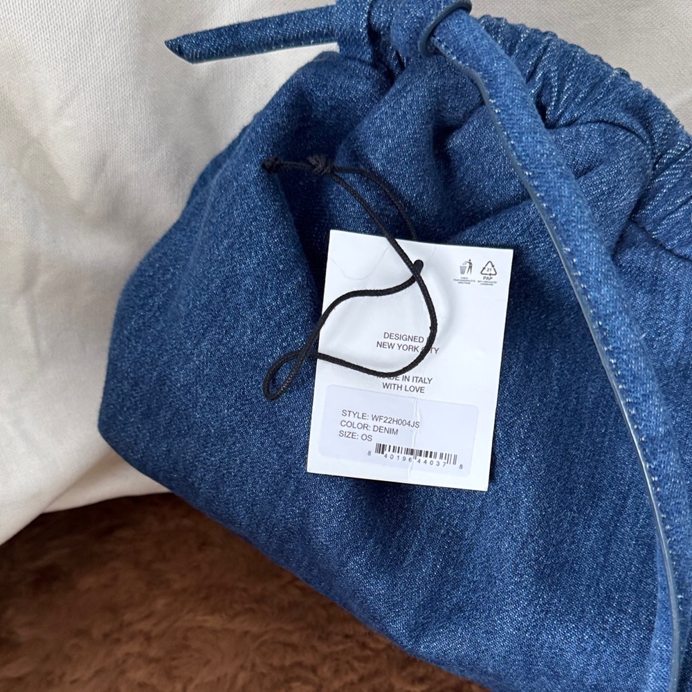 Mansur Gavriel Dark Denim Blue Ruched Shoulder Pouch - Picture 7 of 7